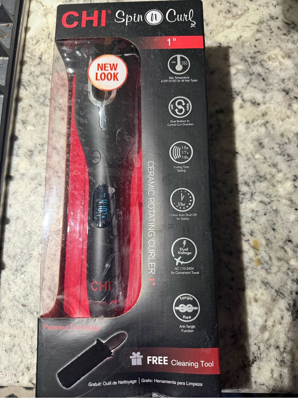 CHI Spin N Curl 1" Ceramic Rotating Curler - Black